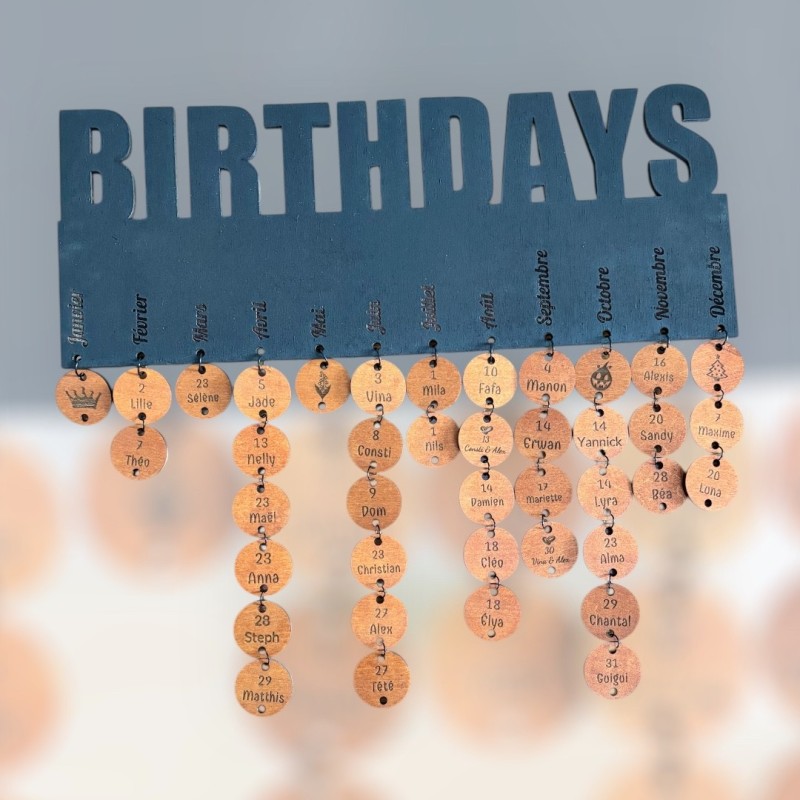 calendrier des anniversaires personnalisé